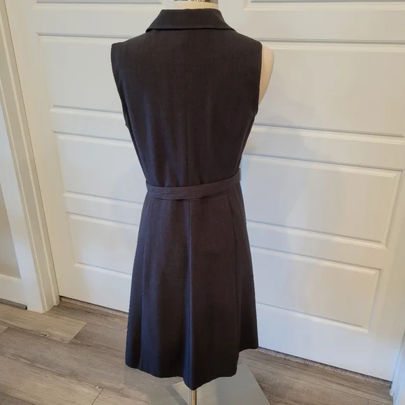 SANDRA DARREN Black Ruffled Gray Double- Breasted Blazer Midi Dress Size 10 - Picture 4 of 15